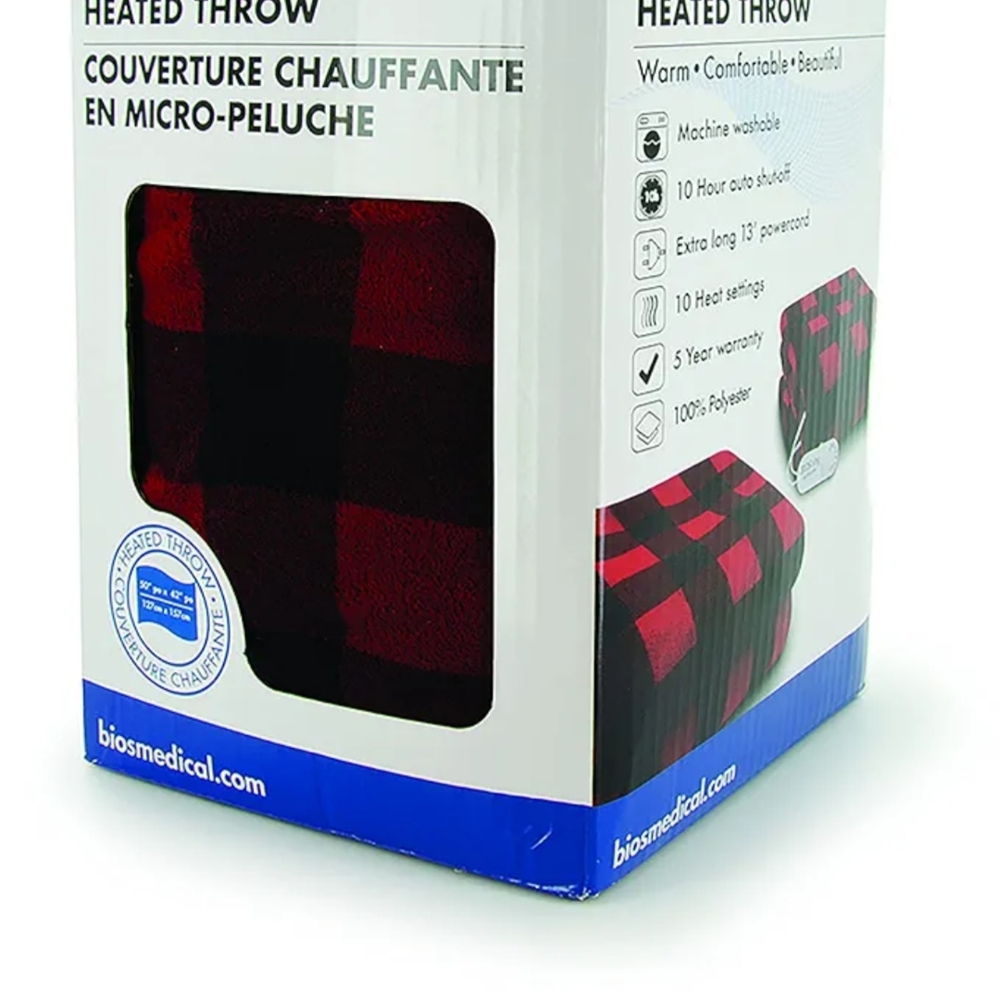 Heated Throw Blanket - Red and Black
